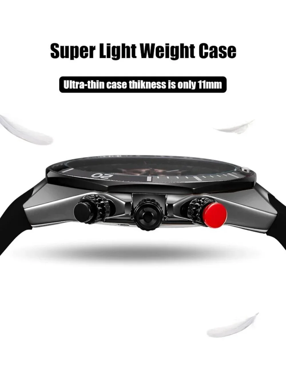 Men's All Black Analog Quartz Silicone Strap Chronograph Waterproof Luxury Watch